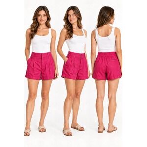 Christian Siriano New York Linen Shorts Small Hot Pink Preppy